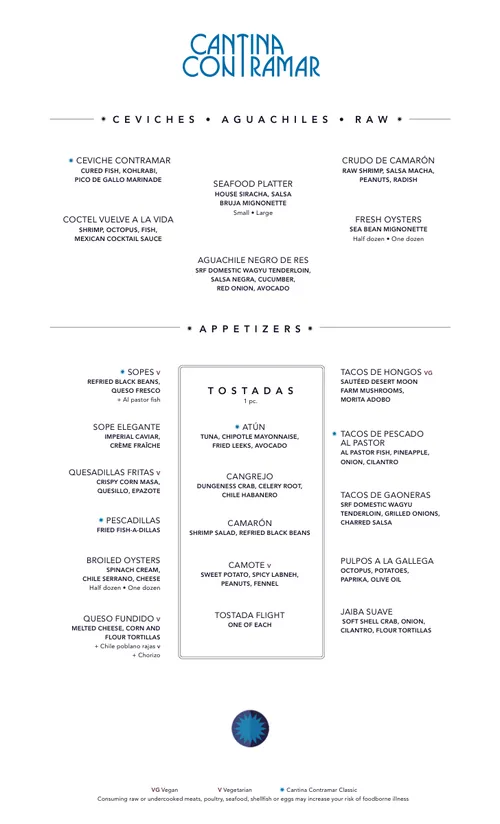 Cantina Contramar menu