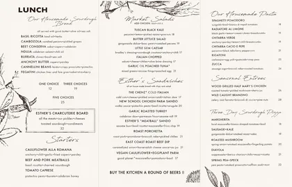 Esther's Kitchen lunch menu