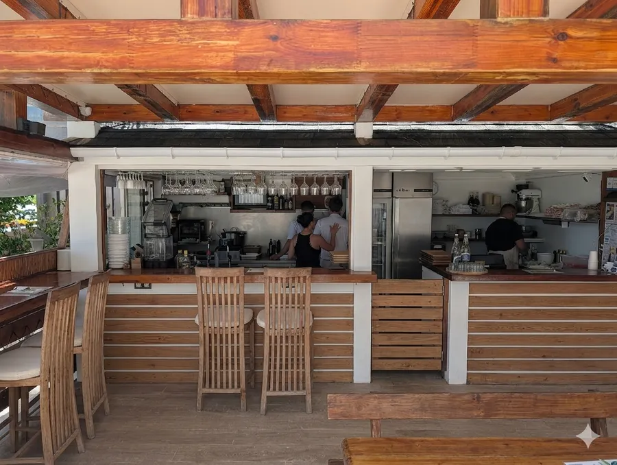 The open kitchen at Ti' Corail, Grand Cul-de-Sac