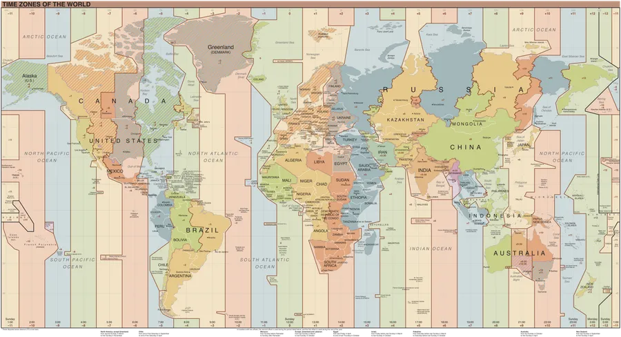 World time zones map